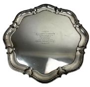 HALLMARKED LARGE SILVER SALVER - HUNTING INTEREST