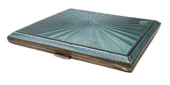 GEORGE V HALLMARKED SILVER GUILLOCHE ENAMEL CIGARETTE CASE