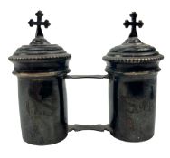 PAIR OF SILVER HOLY OIL CONTAINERS CHRISMATORIUM