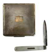 VICTORIAN HALLMARKED SILVER FRUIT KNIFE & A SILVER CIGARETTE BOX