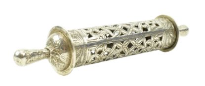 ANGLO COLONIAL SILVER CYLINDRICAL SCROLL HOLDER