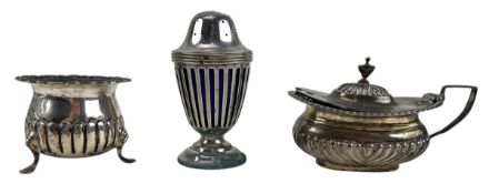 THREE EARLY 20TH CENTURY HALLMARKED SILVER CRUET PIECES