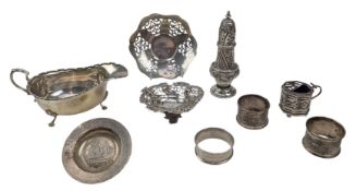 VICTORIAN HALLMARKED SILVER BON BON DISH & OTHER HALLMARKED SILVER PIECES