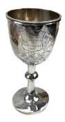20TH CENTURY SILVER STEMMED WINE DRINKING GOBLET