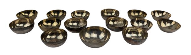 COLLECTION OF 15 CYPRIOT 800 CONTINENTAL REPOUSSE SILVER BOWLS