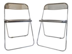 TWO 1970 ITALIAN CASTELLI PLIA PERSPEX AND CHROME FOLDING CHAIRS