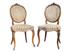 PAIR OF FRENCH 19TH CENTURY WALNUT UPHOLSTERED DINING CHAIRS