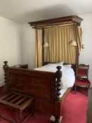 19TH CENTURY VICTORIAN WALNUT & MAHOGANY TESTER BED