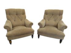 PAIR OF MODERN HOWARD & SONS MANNER LOW ARMCHAIRS
