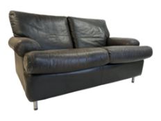 MID CENTURY ITALIAN DESIGN - BRUNATI MEDA TWO SEAT LEATHER SOFA