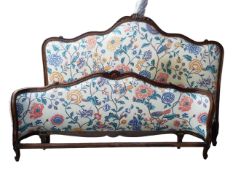 19TH CENTURY FRENCH LOUIS XV CORBEILLE BEDSTEAD - CARVED DOUBLE BED FRAME