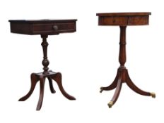 19TH CENTURY REVIVAL PEDESTAL YEW & MAHOGANY SIDE / OCCASIONAL TABLES