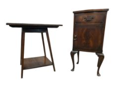 EDWARDIAN MAHOGANY INLAID POT CUPBOARD & QUEEN ANNE BEDSIDE CABINET