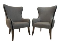 MODERN DESIGN - PAIR OF CONTEMPORARY UPHOLSTERED ARMCHAIRS