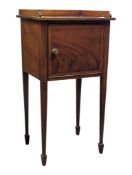 EDWARDIAN MAHOGANY INLAID SIDE OCCASIONAL TABLE WITH CUPBOARD UNDERTIER