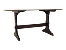 ERCOL FURNTURE - MODEL 822 BEECH & ELM WOOD REFECTORY DINING TABLE