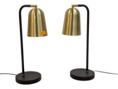 PAIR OF CONTEMPORARY INDUSTRIAL GOLD PENDANT BEDSIDE TABLE LAMPS