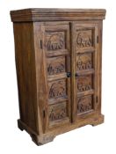 LATE 20TH CENTURY HARDWOOD ELEPHANT CABINET / CUPBOARD