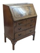 QUEEN ANNE REVIVAL FLAME MAHOGANY BUREAU DESK