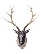 MODERN DESIGN - CONTEMPORARY RESIN CAST STAGS HEAD & NATURAL ANTLERS