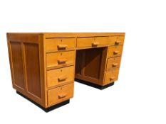 1930S ART DECO AIR MINISTRY TYPE TWIN PEDESTAL WRITING DESK