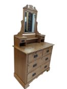 19TH CENTURY VICTORIAN PINE DRESSING CHEST OF DRAWERS