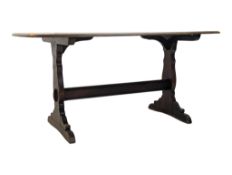 ERCOL FURNITURE - MODEL 822 BEECH & ELM WOOD REFECTORY DINING TABLE