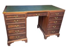 VICTORIAN REVIVAL MAHOGANY WOOD PEDESTAL DESK