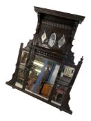 19TH CENTURY VICTORIAN MAHOGANY OVERMANTEL WALL MIRROR