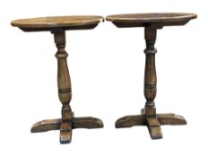 PAIR OF JACOBEAN REVIVAL IPSWICH OAK PEDESTAL SIDE TABLES