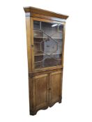 GEORGE III 19TH CENTURY OAK CORNER DISPLAY CABINET