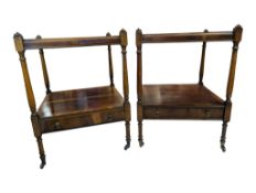 PAIR OF 19TH CENTURY WALNUT TWO TIER BEDSIDE TABLES