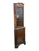 QUEEN ANNE REVIVAL WALNUT CORNER DISPLAY CABINET CUPBOARD
