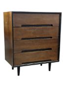JOHN & SYLVIA REED FOR STAG FURNITURE - 20TH CENTURY WALNUT CHEST OF DRAWERS