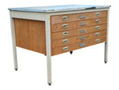 BRITISH MODERN DESIGN - A VINTAGE PAINTED PLAN CHEST OF DRAWERS