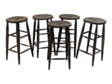 VICTORIAN 19TH CENTURY SOLID ELM & BEECH PUB / BAR STOOLS