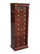 19TH CENTURY REVIVAL MAHOGANY WELLINGTON CHEST OF DRAWERS