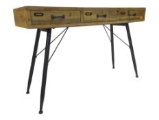 MODERN DESIGN - PINE & CAST METAL BASED CONSOLE HALL TABLE