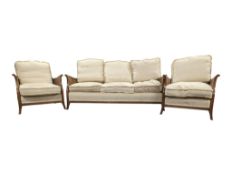 EARLY 20TH CENTURY THREE PIECE WALNUT BERGERE SUITE