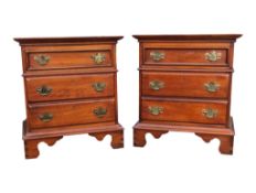 PAIR OF REPRODUCTION 19TH CENTURY WALNUT BEDSIDE CHEST OF DRAWERS