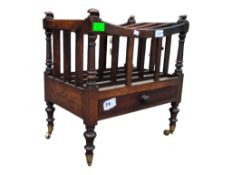 A 19TH CENTURY VICTORIAN OAK CANTERBURY MAGAZINE STAND / RACK