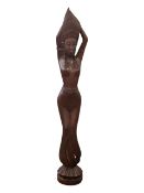 EARLY 20TH CENTURY HAND CARVED ASIAN THAI FEMALE NUDE WOODEN FIGURE