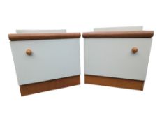 STAG FURNITURE - PAIR OF MID 20TH CENTURY STAG BEDSIDE TABLES / CABINETS