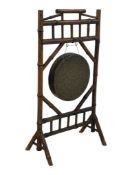 19TH CENTURY VICTORIAN AESTHETIC MOVEMENT FLOOR STANDING BAMBOO GONG