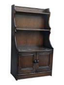 ERCOL FURNITURE - MID CENTURY DARK JACOBEAN REVIVAL BEACH AND ELM BOOKCASE