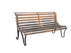 VICTORIAN 19TH CENTURY STRAPWORK WROUGHT IRON GARDEN BENCH