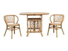 MID CENTURY 1980S BAMBOO KITCHEN DINING TABLE & PAIR OF CHAIRS