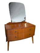 1950S POST WAR ART DECO - MID CENTURY WALNUT DRESSING CHEST OF DRAWERS