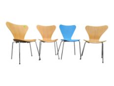 ARNE JACOBSEN (DANISH, 1902-1971) FOR FRITZ HANSEN - SET OF FOUR SERIES 7 DINING CHAIRS