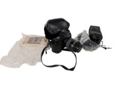 LATE 20TH CENTURY VINTAGE NIKON F-801 SLR CAMERA WITH LENS, FLASH AND MANUAL